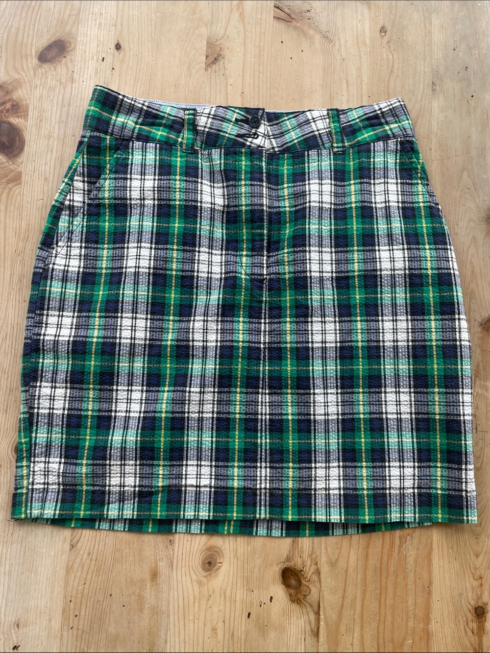 Tommy Hilfiger Y2K Tartan Plaid Mini Skirt Preppy Schoolgirl Navy Green Yellow-8